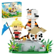 Boy & Tiger Adventure Building Blocks Set, 427 Pcs Articulated Cartoon Figure Building Model, Ideal Birthday Gift for Kids, Home Desk Decor