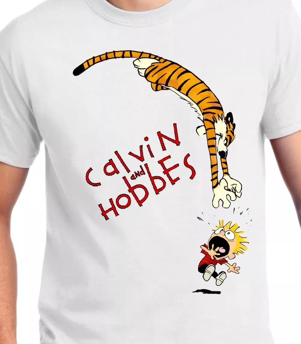 Calvin and Hobbes having fun white T-shirt All sizes Tee S to 5Xl 60