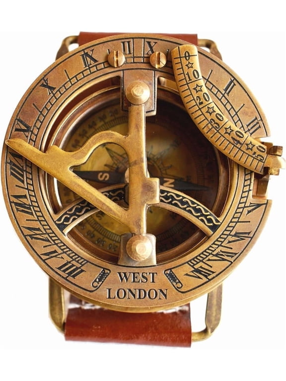 handmade nautical wrist compass sundial watch,vintage style, antique style compass.
