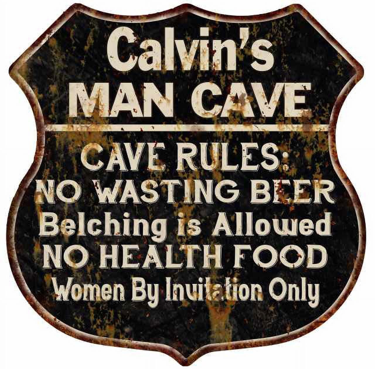 Calvin's Man Cave Rules Sign Shield Metal Gift 211110007255 - Walmart.com