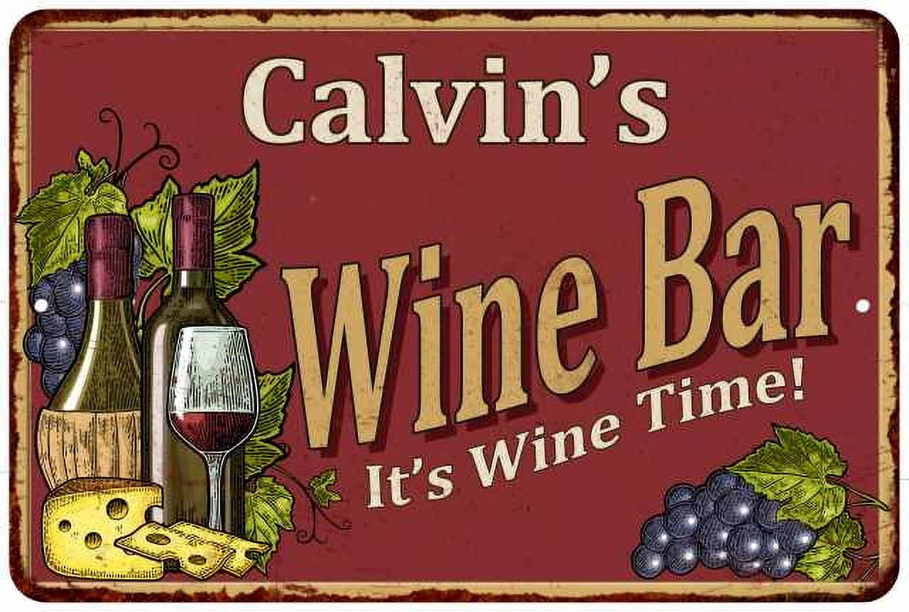 Calvin's Red Wine Bar Sign 16 x 24 Matte Finish Metal 116240054360 ...