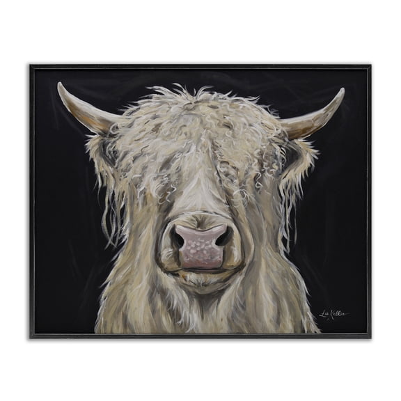 Stupell Industries Calvin the Highland Cattle Black Framed Giclee Art, design by Lee Keller