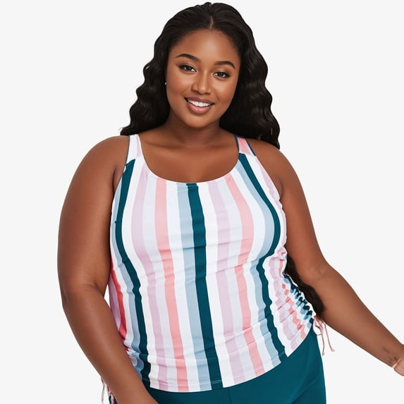 Calypsa Women's and Women's Maya Tankini Swim Top With Built-in Bra