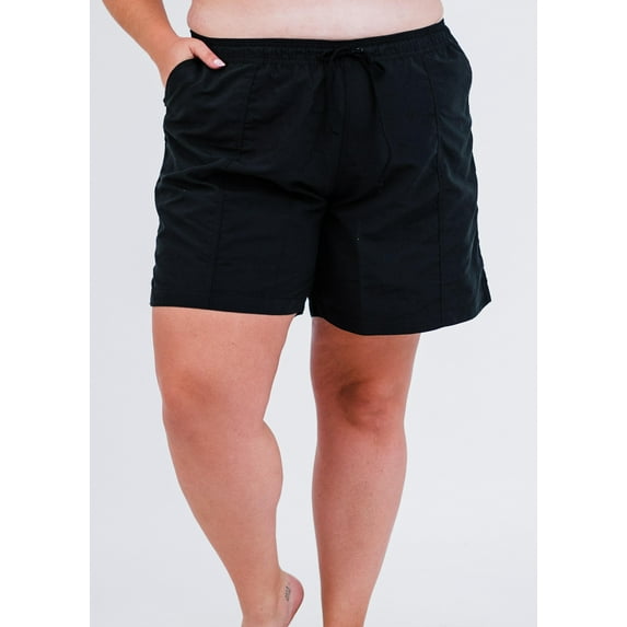 Calypsa Women's and Women's Plus Elasticized Waistband 7" Board Shorts with Drawstring