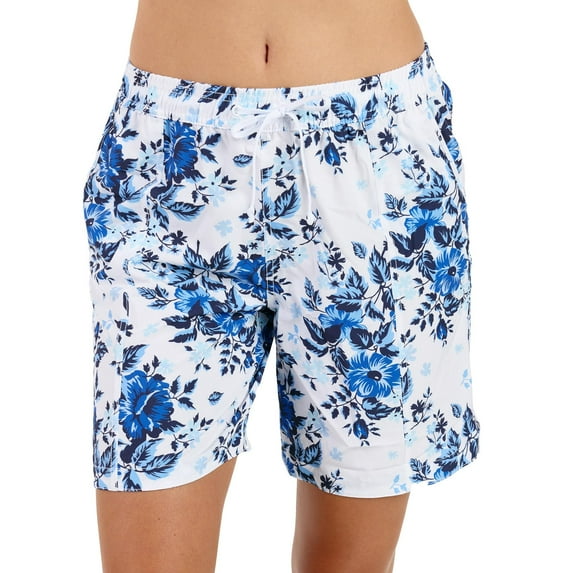 Calypsa Women's and Women's Plus Elasticized Waistband 7" Board Shorts with Drawstring