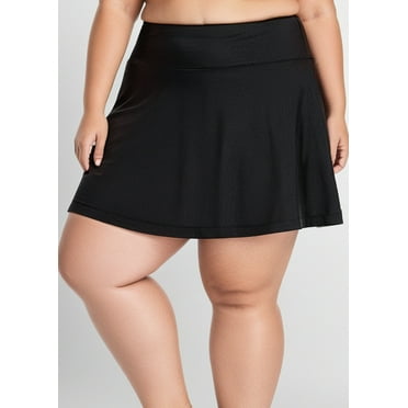 Calypsa Women's and Women's Plus High Waisted Flowy Swim Skirt With Shorts