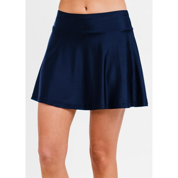 Calypsa Women's and Women's Plus High Waisted Flowy Swim Skirt With Shorts