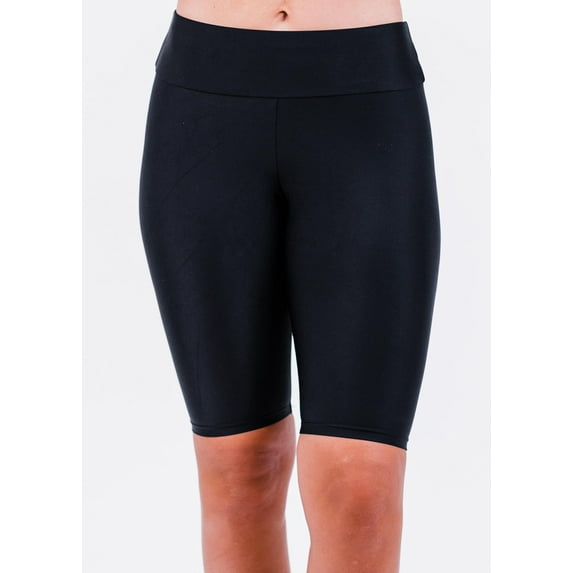Calypsa Women's and Women's Plus High Waisted Long Bike Swim Shorts