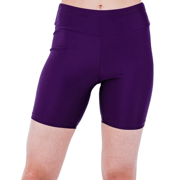 Calypsa Women's and Women's Plus High Waisted Mid-Thigh Swim Shorts