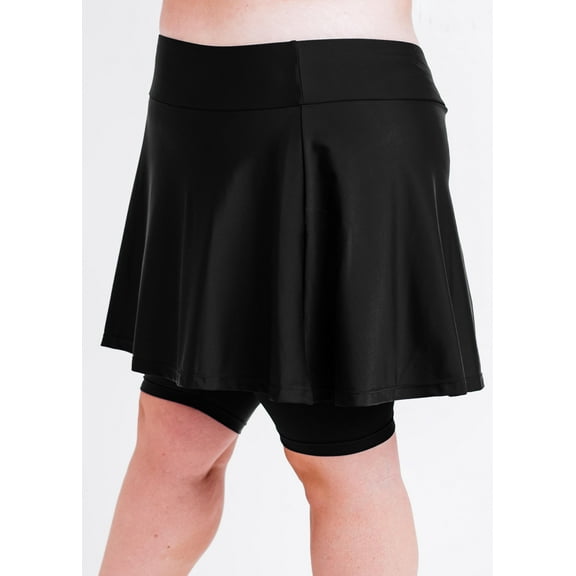 Calypsa Women's and Women's Plus High Waisted Midi Swim Skort with Attached Shorts