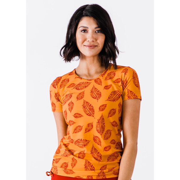 Calypsa Women's and Women's Plus Short Sleeve Adele Swim Top