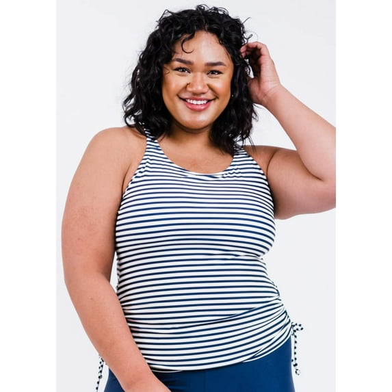 Calypsa Women's and Women's Plus Tankini Maya Swim Top with Removable Cups