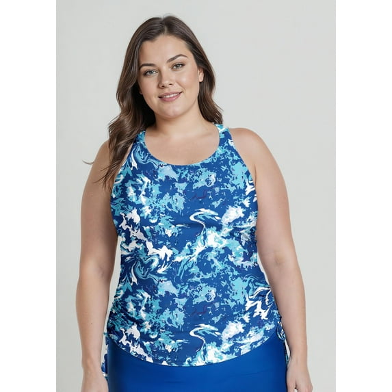 Calypsa Women's and Women's Plus Tankini Maya Swim Top with Removable Cups