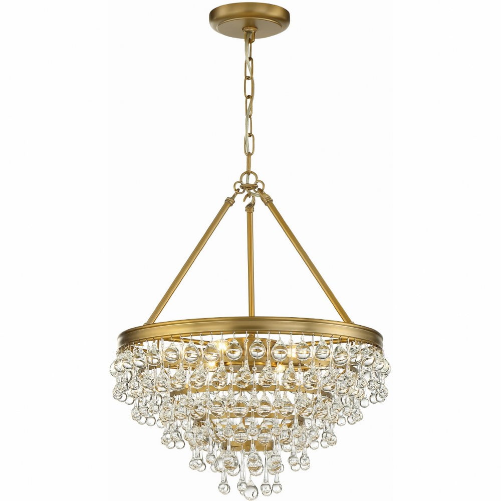 Elysian Gold 6-Light Crystal Chandelier with Clear Teardrop Ornaments