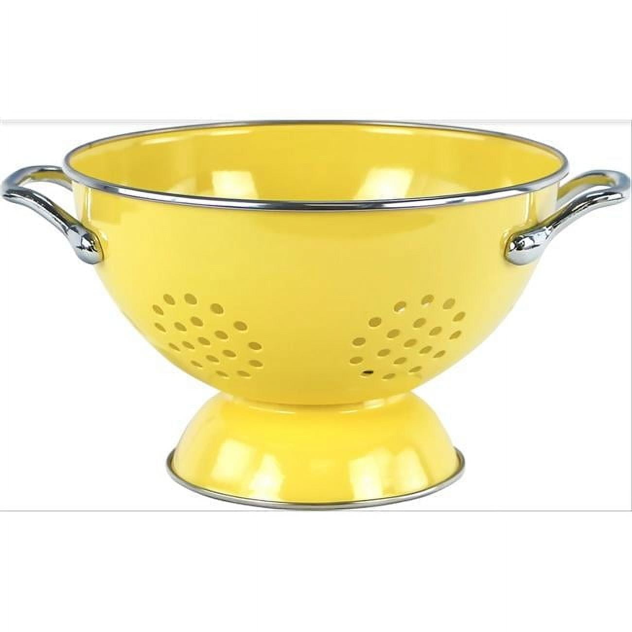 Lemon Yellow 5 Quart Enamel Steel Colander