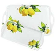 Calypso Basics Fresh Lemons by Reston Lloyd 2pc Melamine Tray Set, Lemons with Honey Bees
