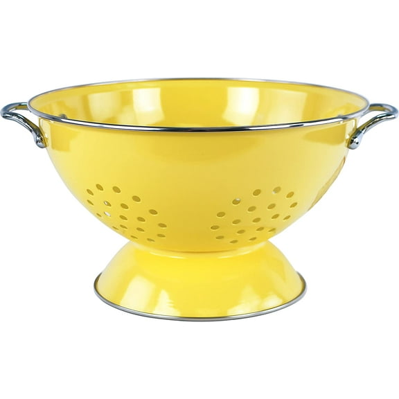 Calypso Basics by Powder Coated Enameled Colander, 5 Quart, Lemon