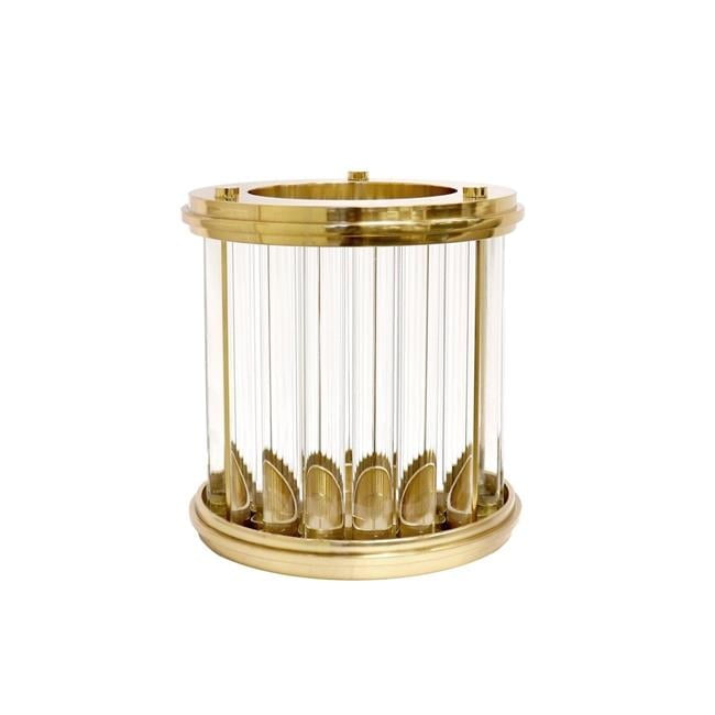 Gold and Clear Art Deco Glass Hurricane Candle Holder