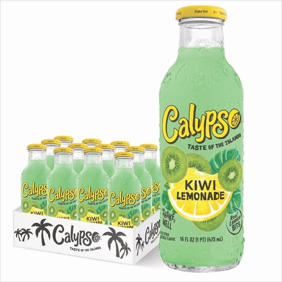 Calypso Lemonade, Kiwi Lemonade, 16oz (Pack of 12)