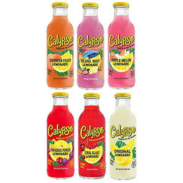 Calypso Lemonade | Made with Real Fruit and Natural Flavors | 6 Flavor Variety, 16 Fl Oz (Pack of 24)