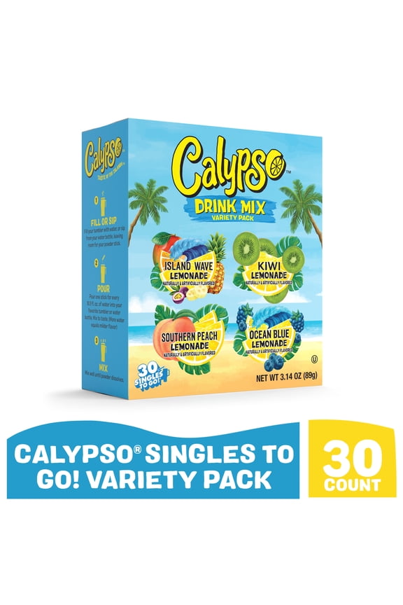 Calypso Lemonade Singles to Go Powdered Drink Mix Variety Pack, 30 Count Packets