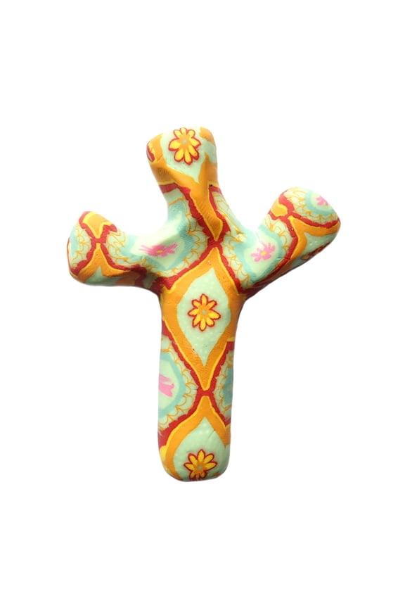 Calypso Studios by First & Main 3" Boho Comforting Clay Pocket Cross, Multi