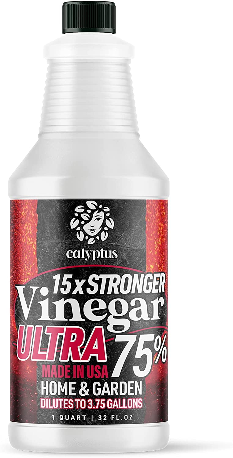 Calyptus 75% Pure Ultra Concentrated Vinegar | Dilutes to 3.75 Gallons | 15x Power Cleaning Vinegar | Home and Outdoor | All-Purpose Industrial Strength Cleaner, 32 Ounces