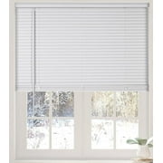 Calyx Interiors Cordless White 1  Light Filtering Mini Blinds 22.5"W x 36"H Window Blinds for Home, Vinyl horizontal blinds for indoor windows