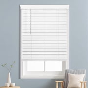 Calyx Interiors 2.5-Inch Cordless Faux Wood Blinds – 29"W x 60"H, White Ultra-Privacy Window Blinds for Indoor Windows, Superior Views (Actual Size 28.5 in. W x