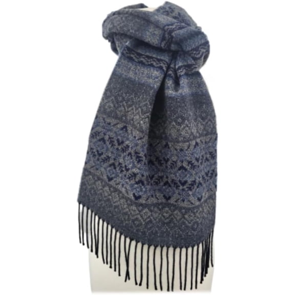 Calzeat of Scotland Men's Tassle Fringe Scarf, Blue