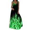 thumbnail image 1 of Calzi Holiday Dress for Women Summer Spaghetti Strap Long Maxi Dress Beach Boho Sundress 7# Green 4XL, 1 of 2