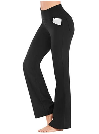 Stelle Women's Bootcut Yoga Pants with Pockets,High Waisted Tummy Control  Workout Yoga Lounge Pants,Full Length Flare Leggings Bootleg Work Dress  Pants 30,XS-XXL Black 