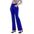 thumbnail image 1 of Calzi Women Boot Cut Dress Pants Casual Business Work Slacks Stretchy Yoga Workout Lounge Pant Flare Bell Bottoms Pocket Peacock Blue S, 1 of 2