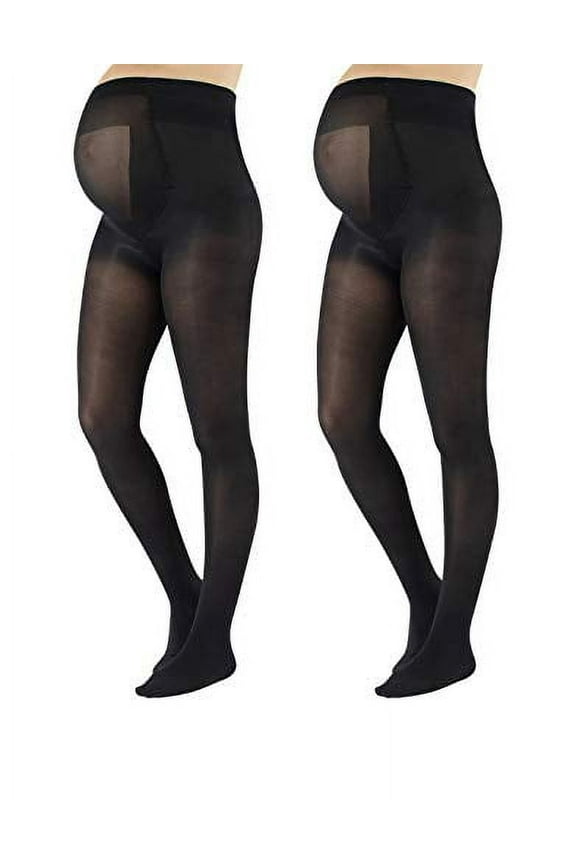 2 Pairs Black Maternity Tights, Pregnancy Opaque Pantyhose for Women 40 DEN Made in Italy (S)