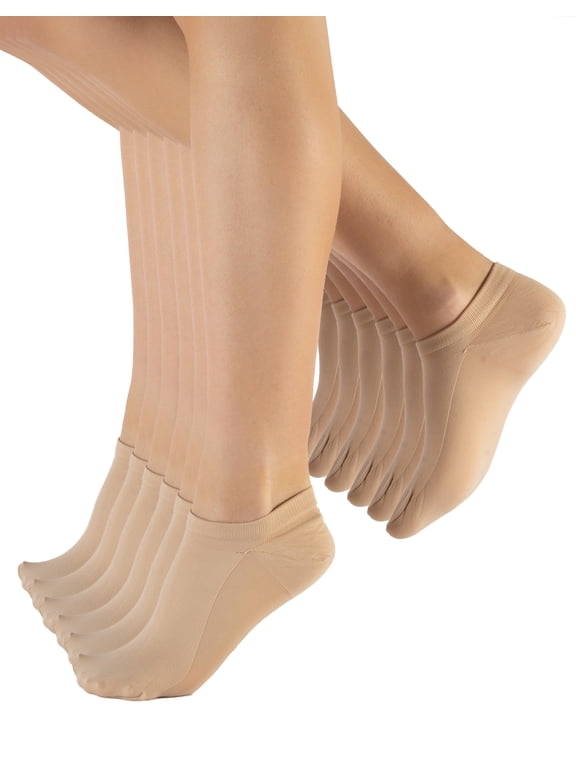 50 DEN 6 Pairs Ankle Liner Socks, Opaque Trainer Socks In Microfiber – Unisex (USA: 5.5/9 = EU: 35/40, Skin)