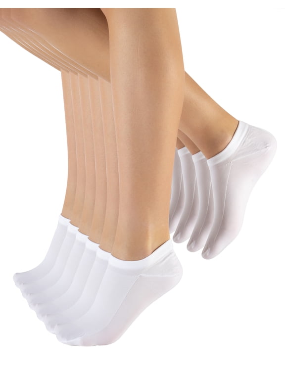50 DEN 6 Pairs Ankle Liner Socks, Opaque Trainer Socks In Microfiber – Unisex (USA: 5.5/9 = EU: 35/40, White)