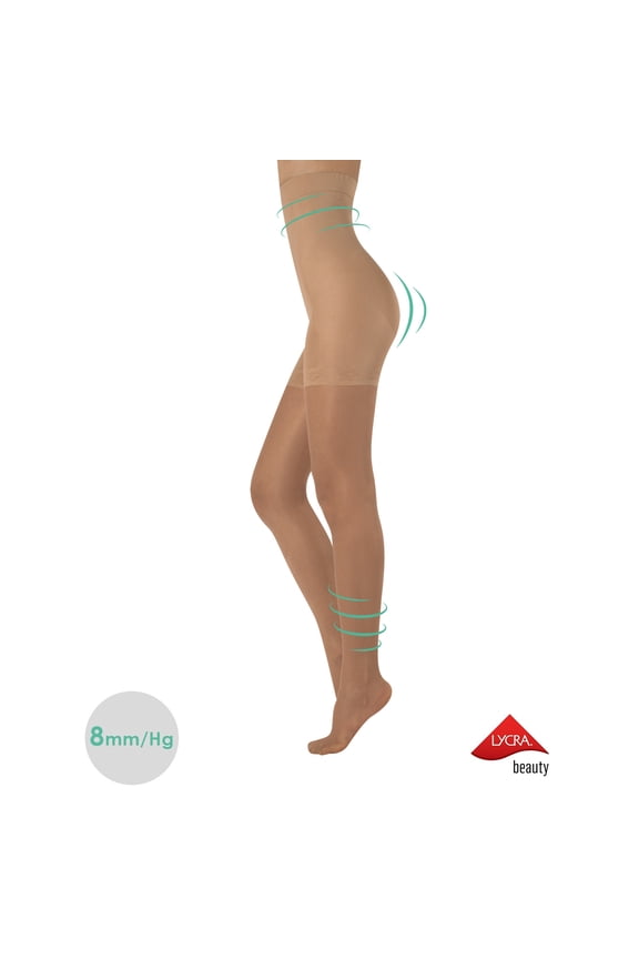 High Waist Tights Control Top Shaping Nylons, 20 Denier Pantyhose (M, SOLEIL)