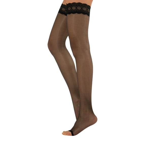 Calzitaly Open Toe Hold Ups, Sheer Womens Toeless Stockings, Made of Nilit Breeze Nylon for Summer Days and Nights