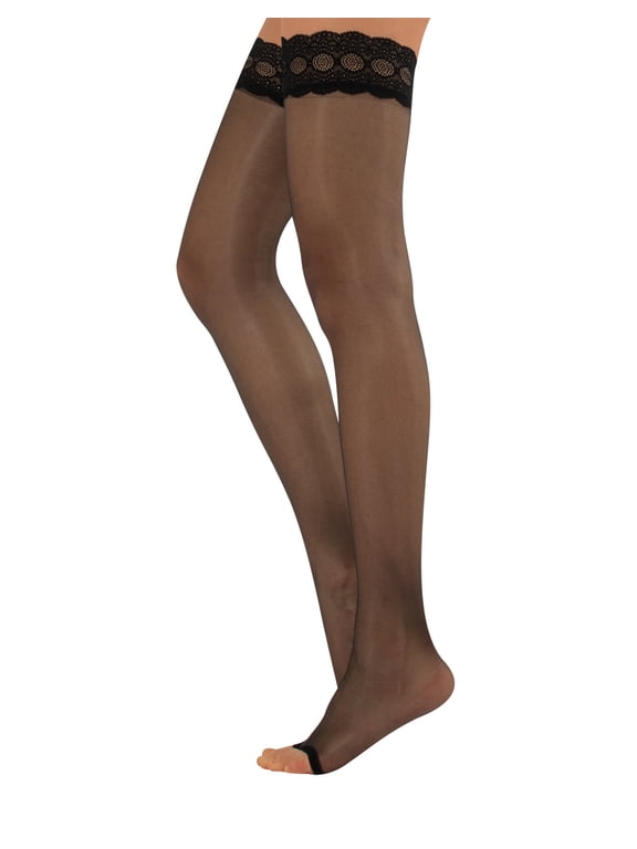 Open Toe Hold Ups, Sheer Womens Toeless Stockings, Made of Nilit Breeze Nylon for Summer Days and Nights