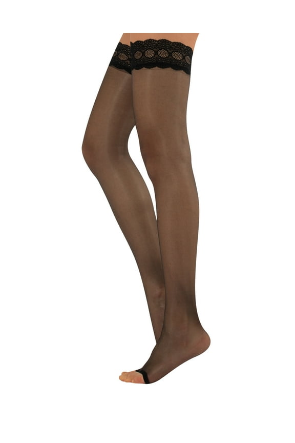 Open Toe Hold Ups, Sheer Womens Toeless Stockings, Made of Nilit Breeze Nylon for Summer Days and Nights
