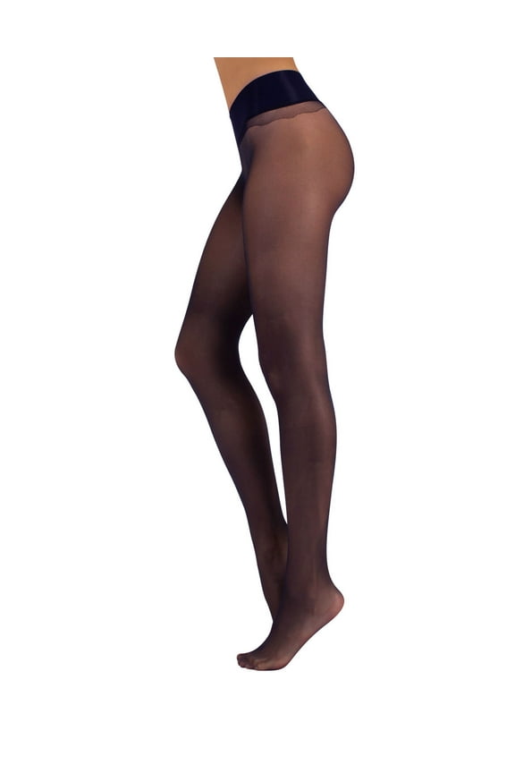 Seamless Sheer Tights with Comfortable Waistband, 15 Dernier Pantyhose (S, Blu)