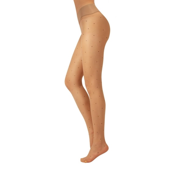 Calzitaly Seamless Sheer Tights with Comfortable Waistband, 15 Dernier Pantyhose (XX-Large, Black Pois)