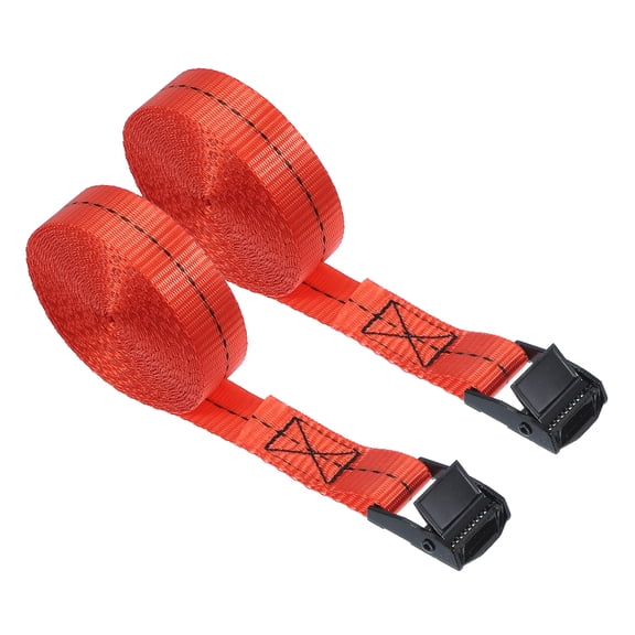 Uxcell Cam Buckle Tie Down Straps Lashing Securing Strap Track Spring Fittings for Motorcycle Trailer Kayak Cargo 1" x 10' Red