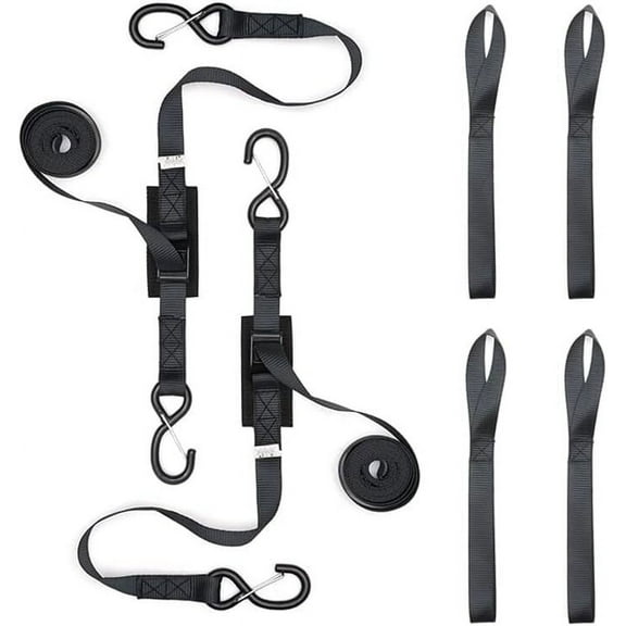 Cam Buckle Tie Down Straps 10 feet 2200lbs Break Strength,Heavy Dudy Lashing Straps with Hooks and Integrated Soft Loops for Motorcycle,Boat, Kayak,Truck,Trailer,Car