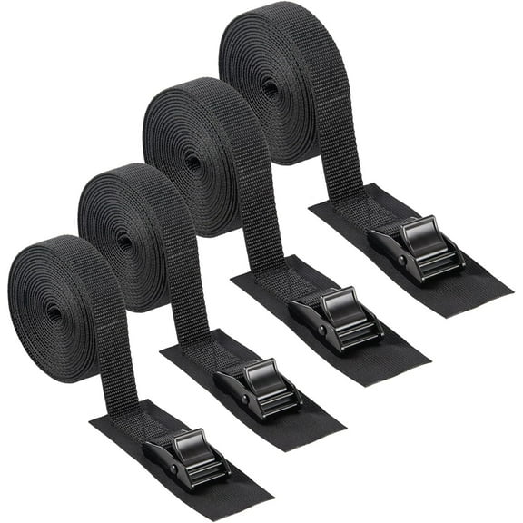 Cam Buckle Tie Down Straps 12 feet, Heavy Duty Nylon Lashing Straps Adjustable Secure Straps Cinch Ratchet Straps with Zinc Alloy Lock Padded Buckle for Cargo, Kayak,Truck, Motorcycle