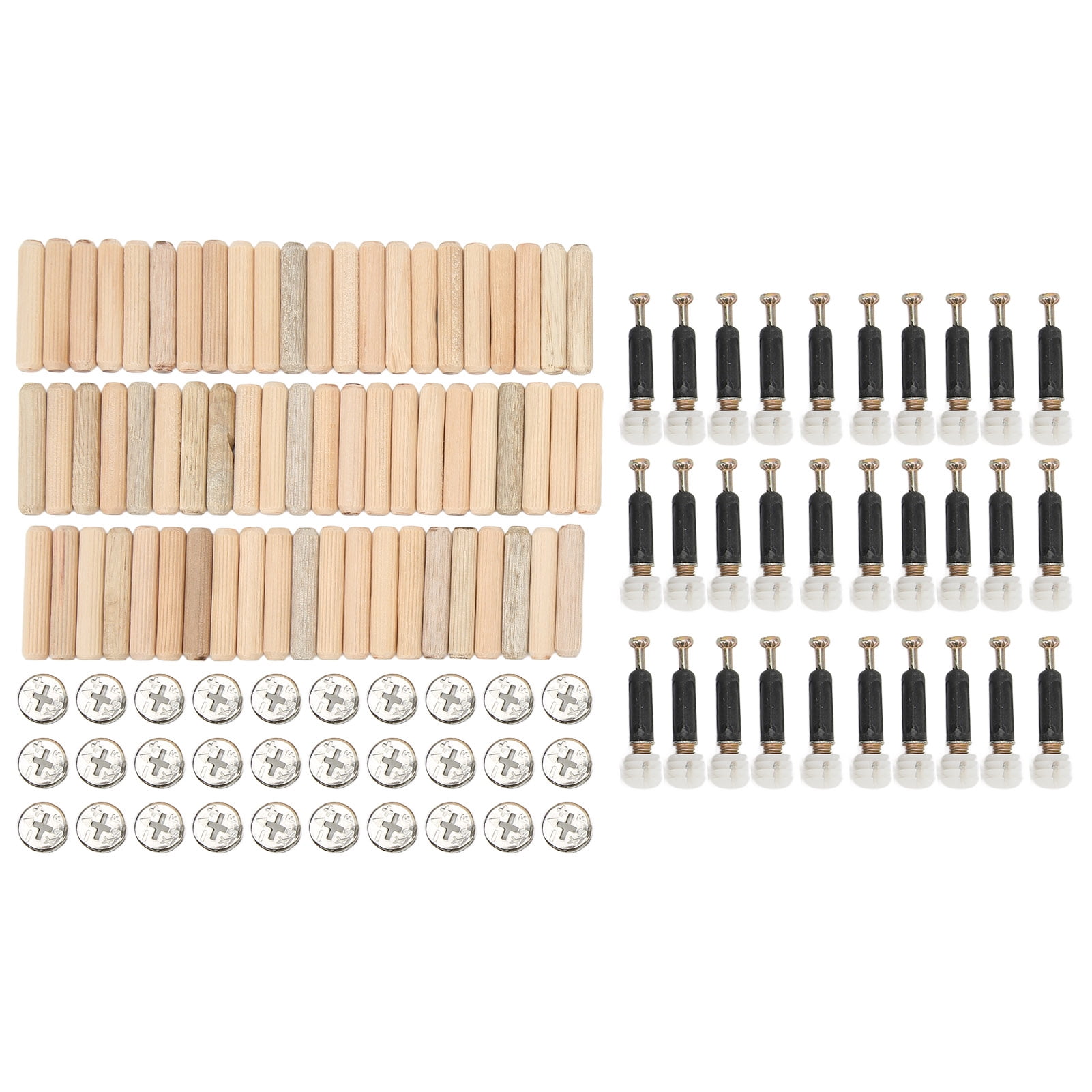 Cam Fittings Set with Dowel Pre Inserted Nut for Furniture 3 in 1 Connecting Rod Black