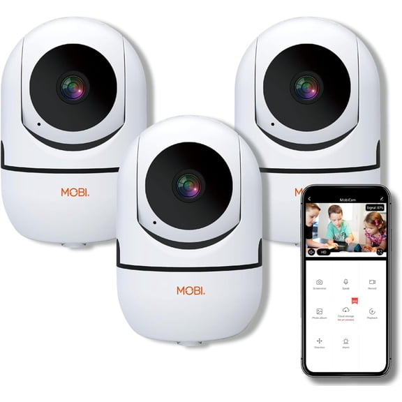 Cam HDX Wi-Fi Pan & Tilt Smart Nursery, Elderly & Home Monito Camera, 1080p HD Indoor Security Night Vision IP Camera, Motion Detection, Two-Way Audio, Cloud & SD Card Storage - (3-Pack)