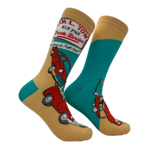 Cam L Tow Truck Service Socks Funny Sarcastic Graphic Novelty Footwear for Men