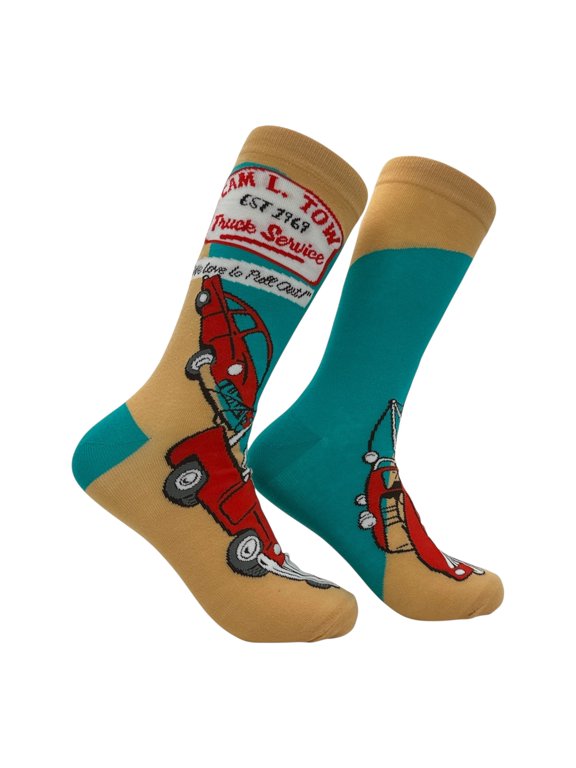 Cam L Tow Truck Service Socks Funny Sarcastic Graphic Novelty Footwear for Men