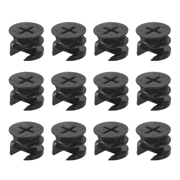 Cam Lock Nut for Furniture, 12 Pack 15x12mm Joint Connector Locking Nuts Furniture Connecting Cam Fittings, Black